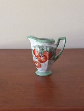 P.A.L.T Hand-Painted Floral Garden Tomato Ceramic Mini Pitcher in Green and Red